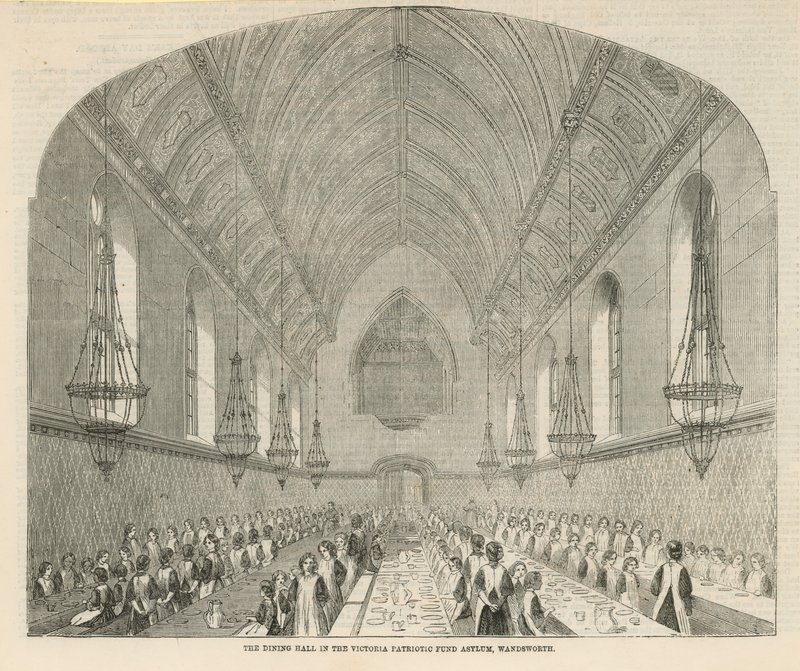 Der Speisesaal im Victoria Patriotic Fund Asylum von English School