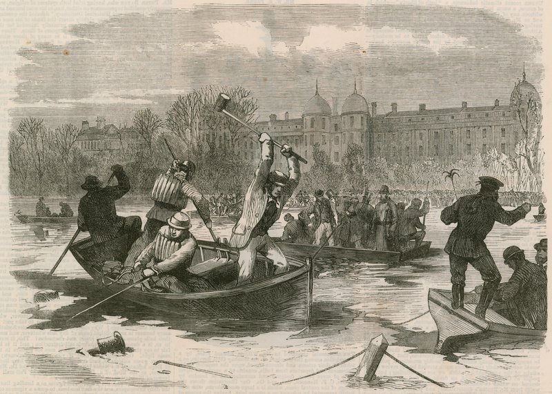 Das Unglück auf dem Eis im Regents Park; Den See nach den Toten absuchen von English School