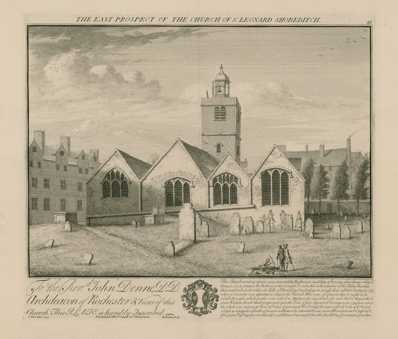 Die Ostansicht der Kirche St. Leonard Shoreditch von English School