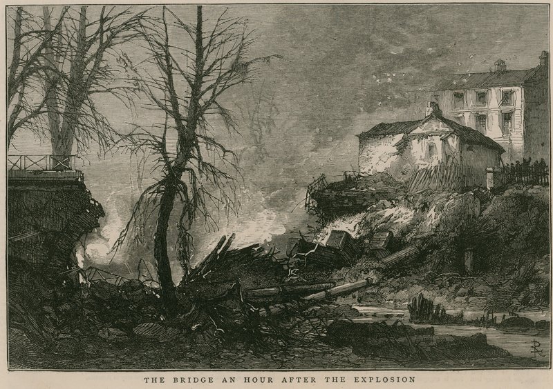 Die Explosion am Regents Canal; Die Brücke eine Stunde nach der Explosion von English School