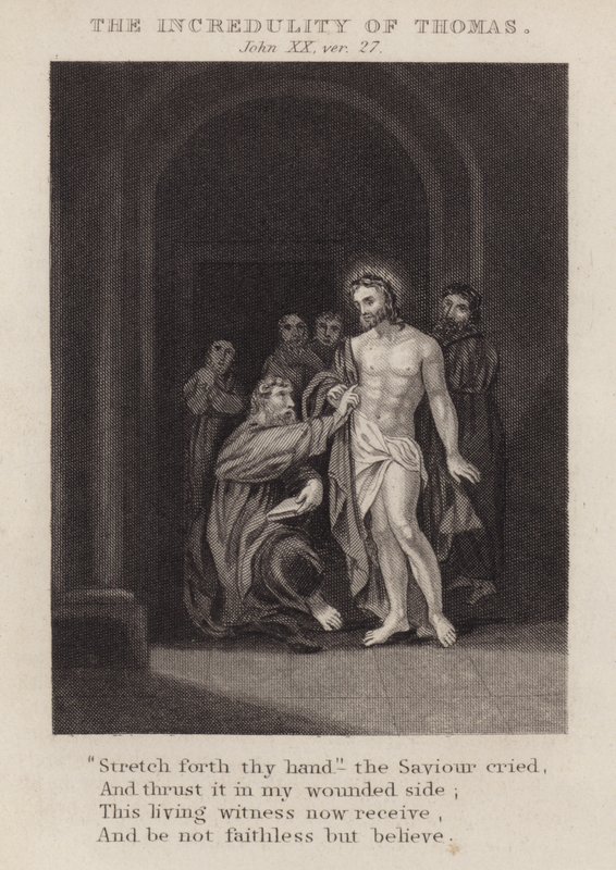 Der Unglaube des Thomas, Johannes XX, Vers 27 von English School