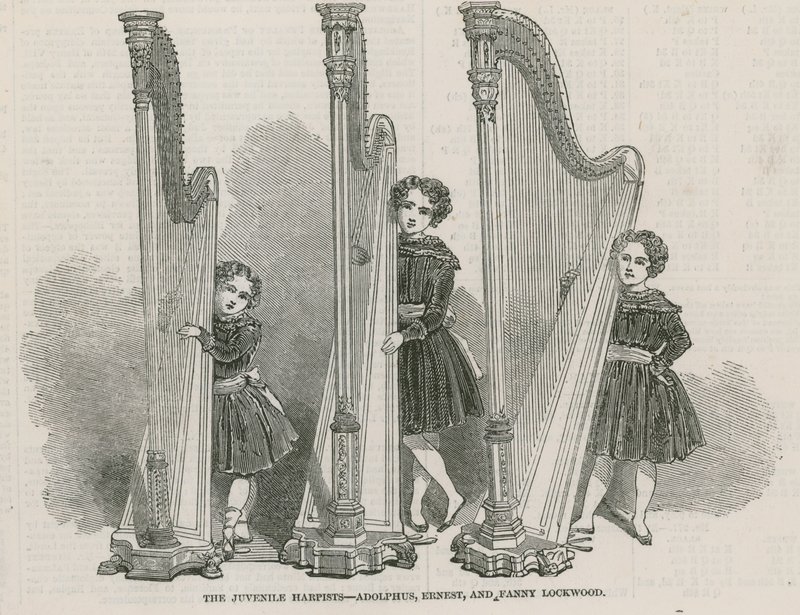 Die jugendlichen Harfenisten - Adolphus, Ernest und Fanny Lockwood von English School