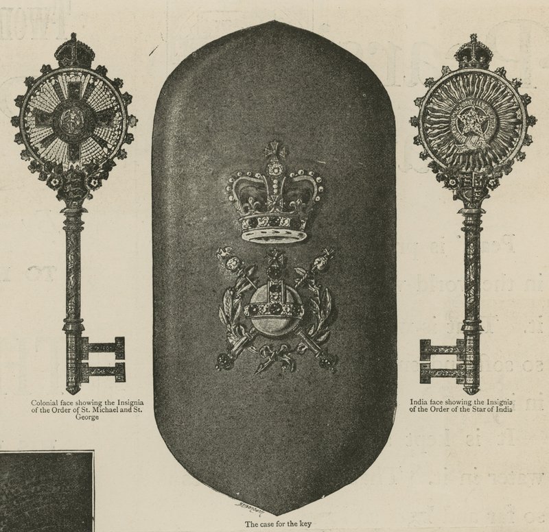 Der Schlüssel, den die Königin bei der Einweihung des Imperial Institute benutzte von English School