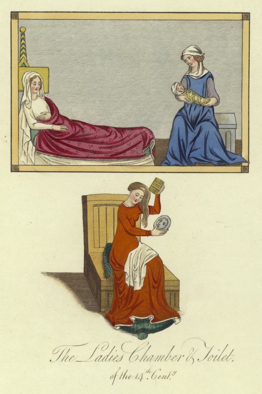 Das Frauengemach und die Toilette des 14. Jahrhunderts von English School