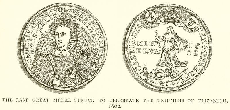 Die letzte große Medaille, die 1602 zur Feier der Triumphe von Elizabeth geprägt wurde von English School