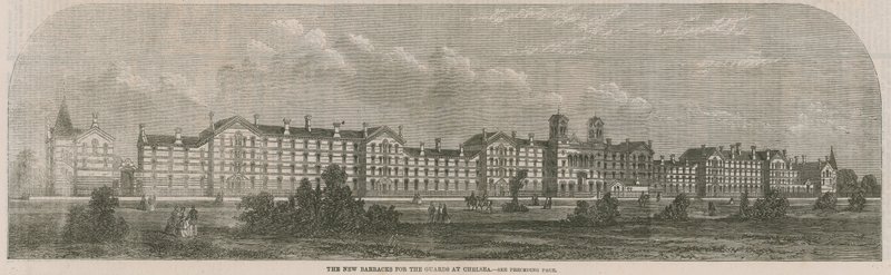 Die neuen Kasernen für die Wachen in Chelsea von English School