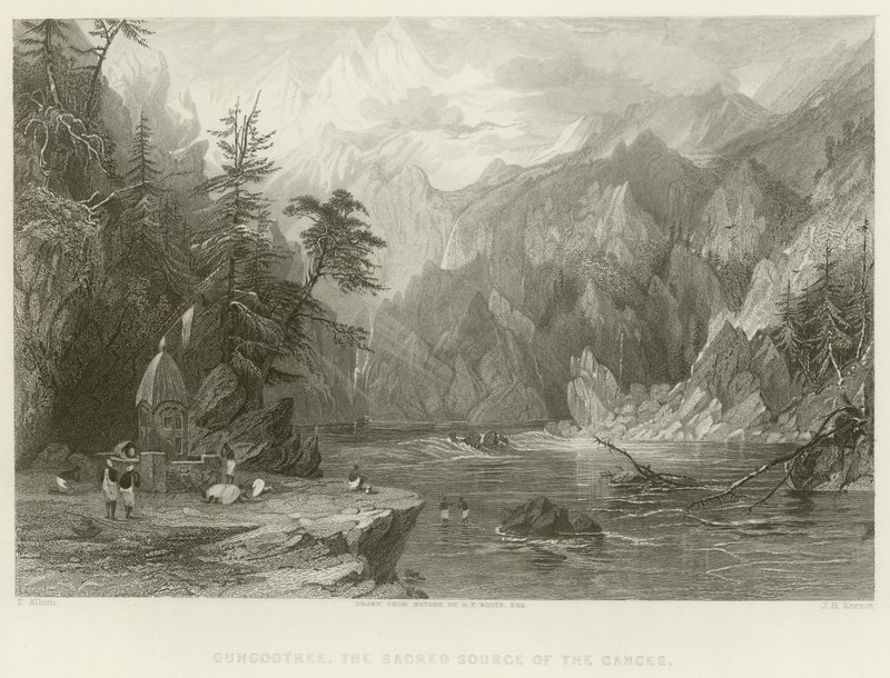 Die heilige Quelle des Ganges von English School