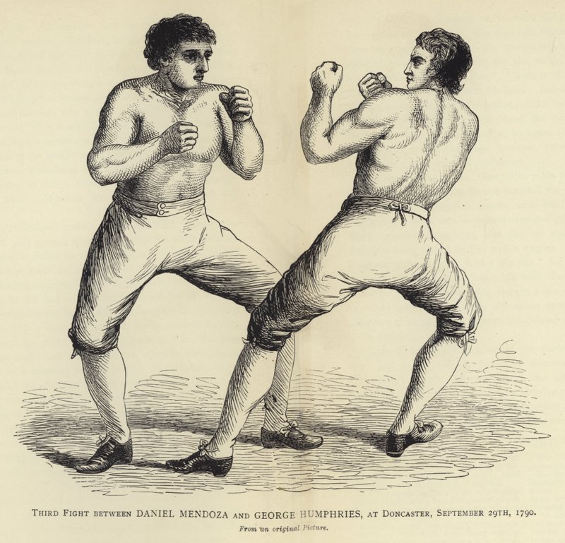 Dritter Kampf zwischen Daniel Mendoza und George Humphries, in Doncaster, 29. September 1790, nach einem Originalbild von English School
