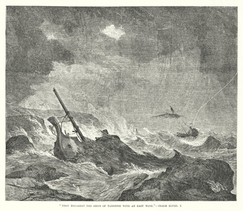 Du zerbrichst die Schiffe von Tarsis mit einem Ostwind, Psalm XLVIII, 7 (Gravur) von English School