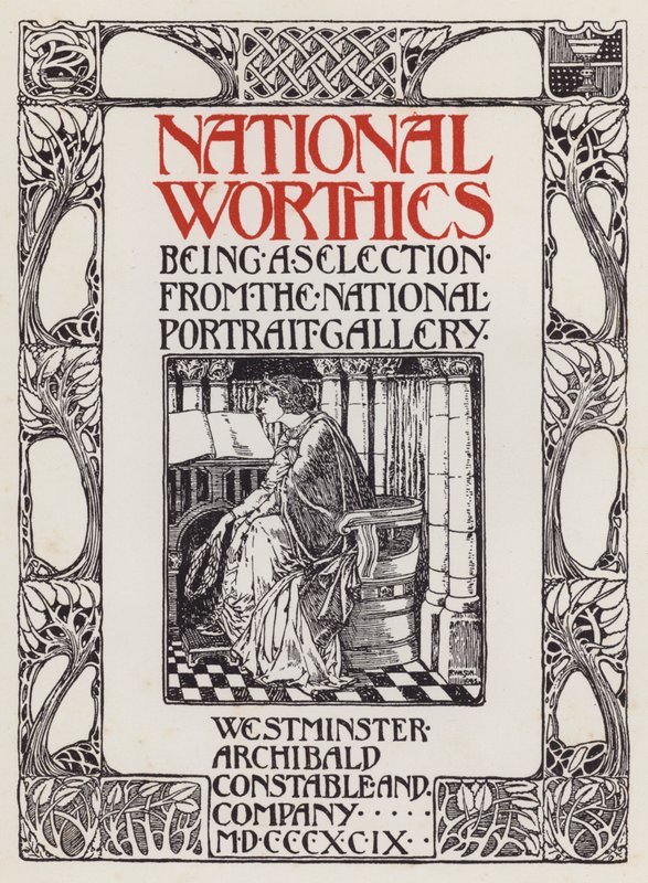 Titelblatt-Illustration für National Worthies, eine Auswahl aus der National Portrait Gallery von English School