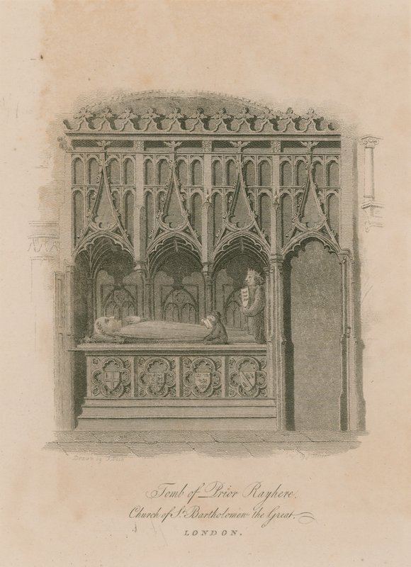 Grab von Prior Rayhere, Kirche St. Bartholomew the Great, Smithfield von English School
