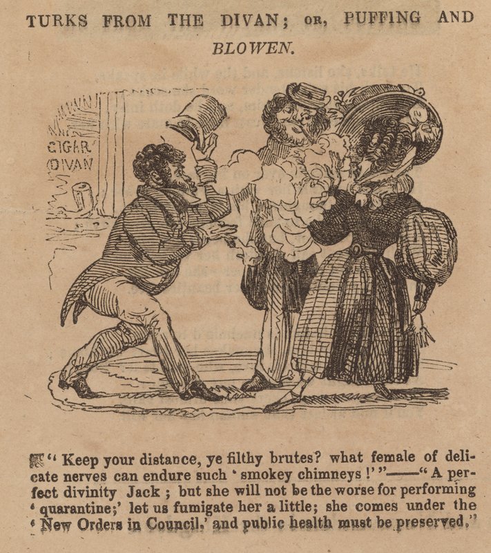 Türken vom Divan; oder, Puffing und Blowen; Karikatur von English School