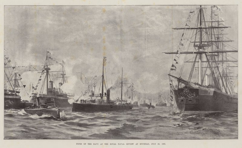 Typen der Marine bei der königlichen Marineparade in Spithead, 23. Juli 1887 von English School