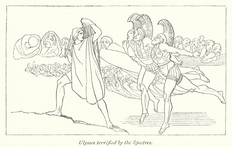 Odysseus erschreckt vor den Gespenstern von English School