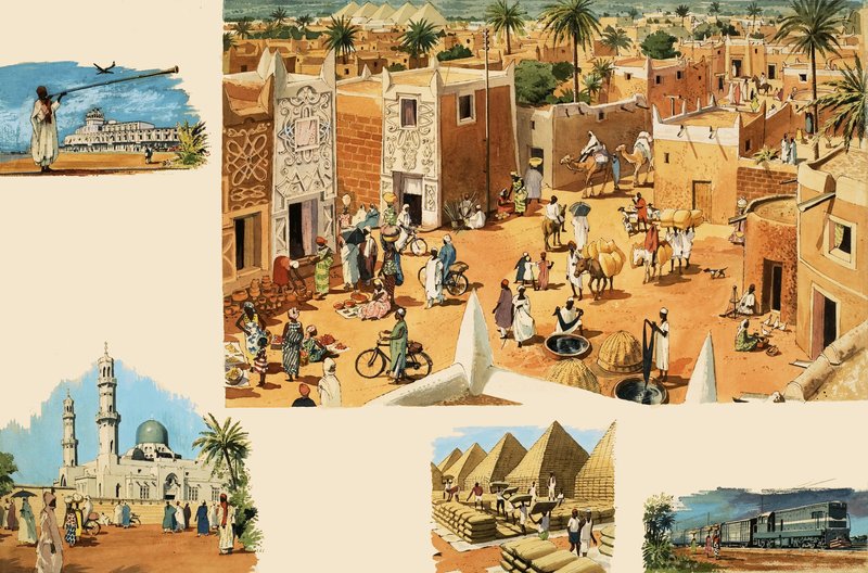 Unidentifizierte Szenen aus Ägypten, einschließlich des alten Ägypten und der Pyramiden von English School