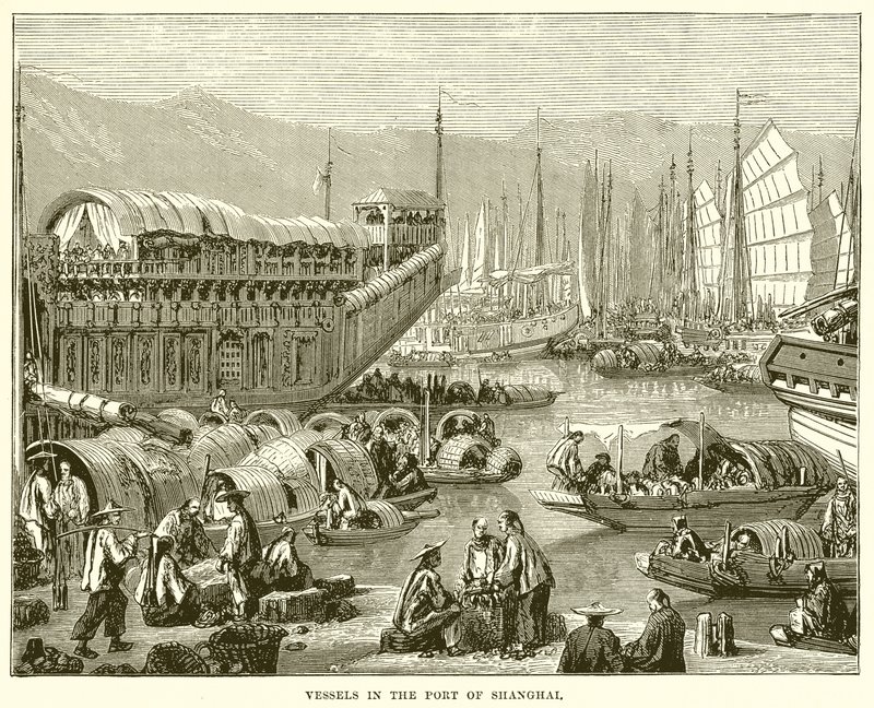 Schiffe im Hafen von Shanghai von English School