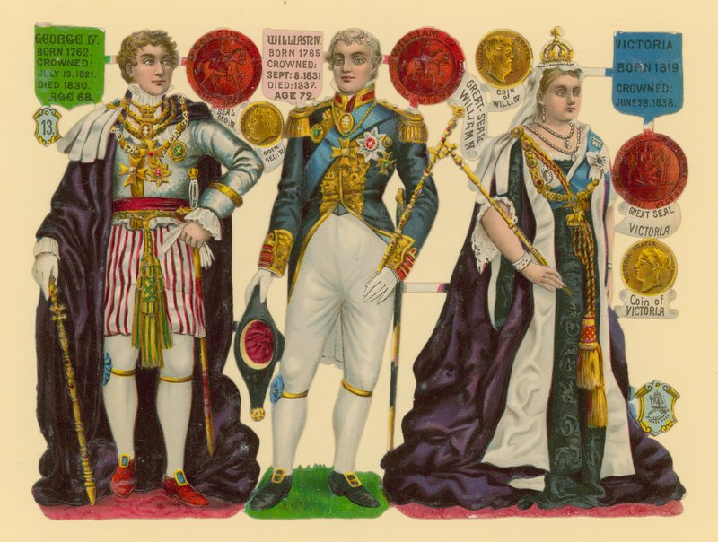 Viktorianischer Ausschnitt: König Georg IV., König Wilhelm IV., Königin Victoria von English School