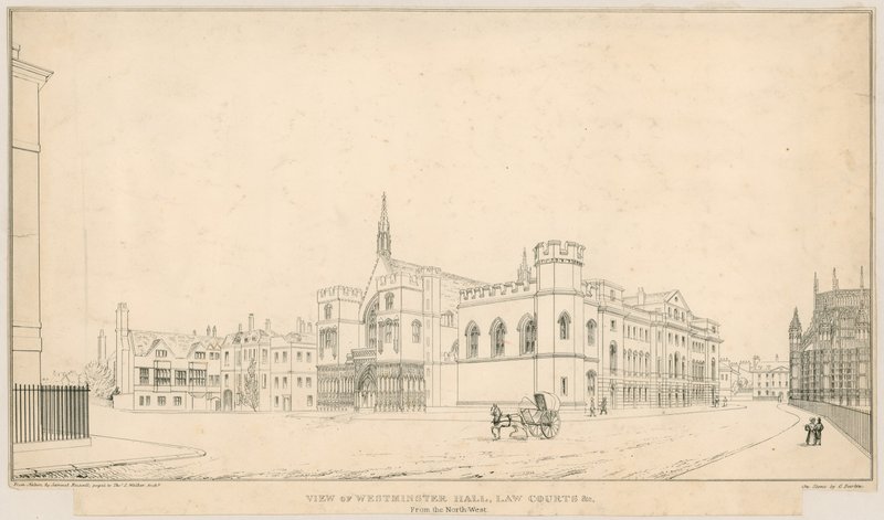 Ansicht der Westminster Hall, Gerichte usw., von Nordwesten von English School