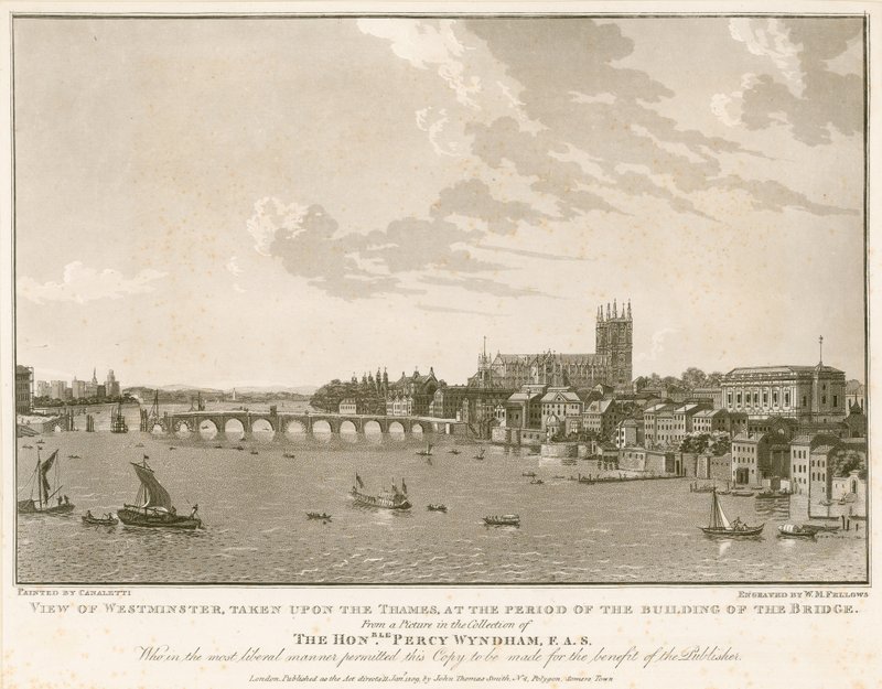 Ansicht von Westminster zur Zeit des Brückenbaus von English School