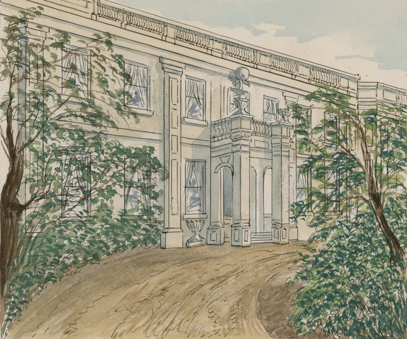 Ansicht des Hauses Nr. 2 Palace Green, Kensington, in dem Thackeray starb von English School