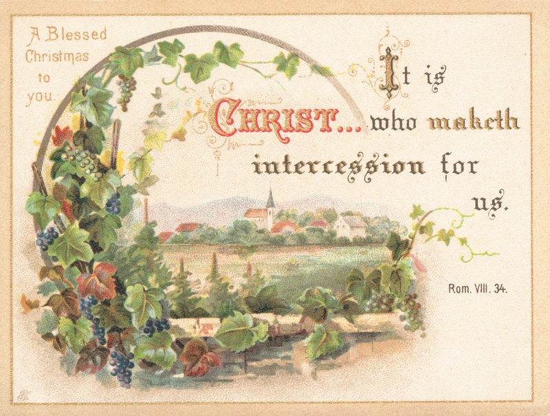 Dorfszene, Weihnachtskarte von English School