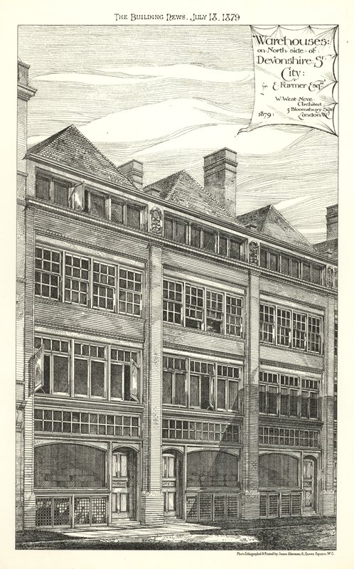 Lagerhäuser auf der Nordseite der Devonshire Street von English School