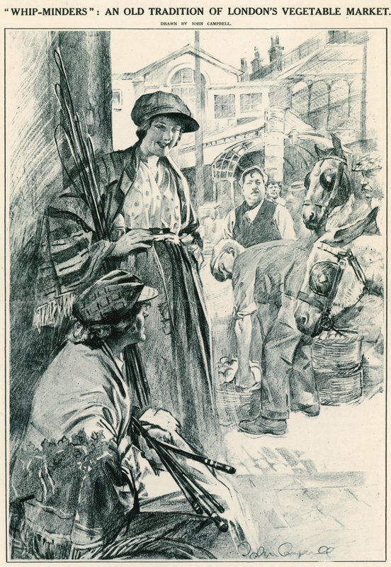 Peitschenhüter: Eine alte Tradition des Londoner Gemüsemarktes; Covent Garden, London von English School