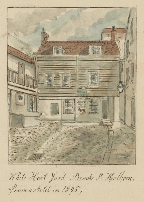 White Hard Yard, Brooke Street, Holborn, London, nach einer Skizze von 1895 von English School
