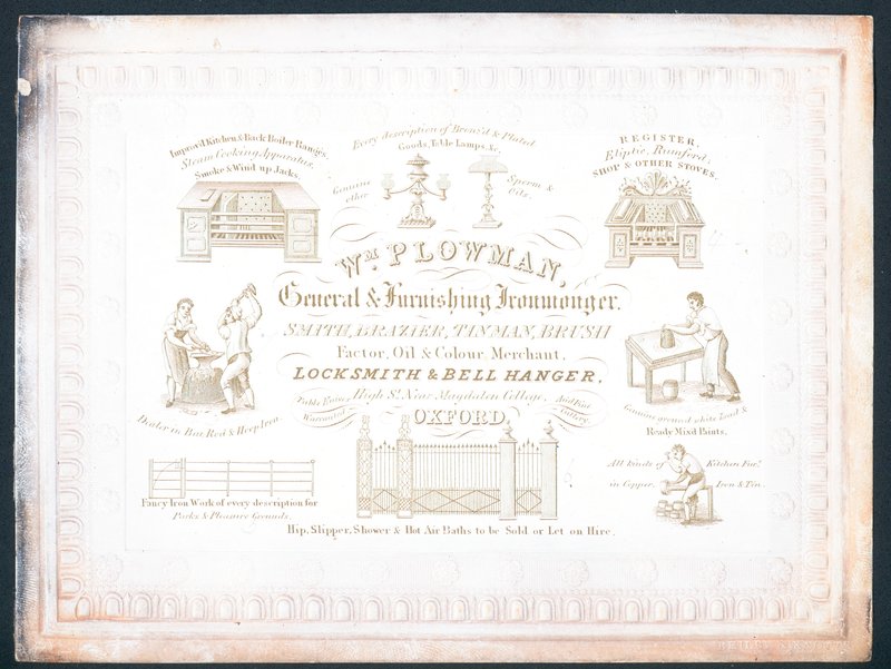 William Plowman, Allgemeiner und Einrichtungs-Eisenwarenhändler, Visitenkarte von English School