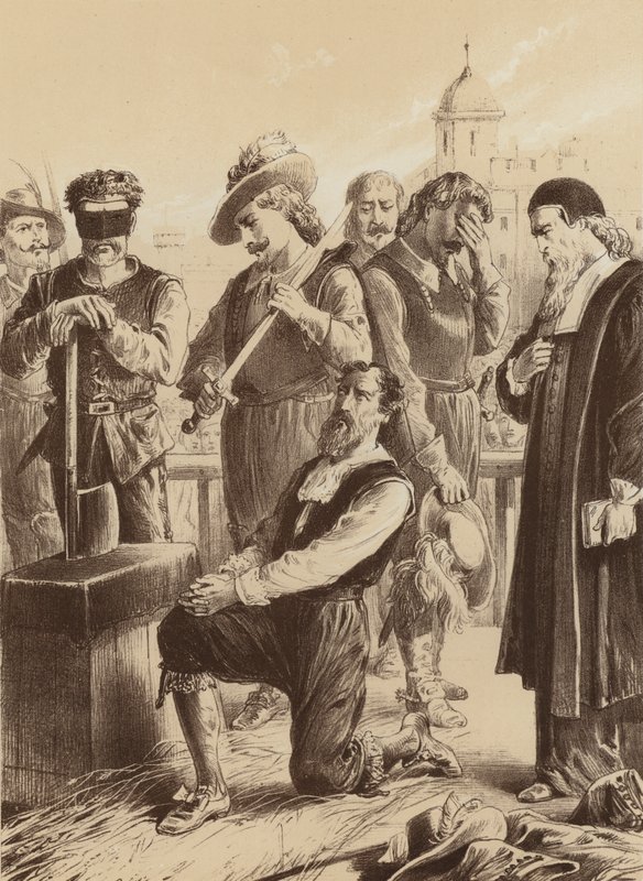William Viscount Stafford, "Er kniete vor dem Block nieder" von English School