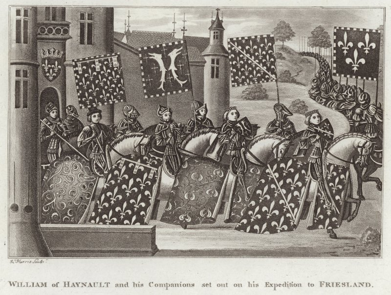 Wilhelm von Hainaut und seine Gefährten brechen zu seiner Expedition nach Friesland auf von English School