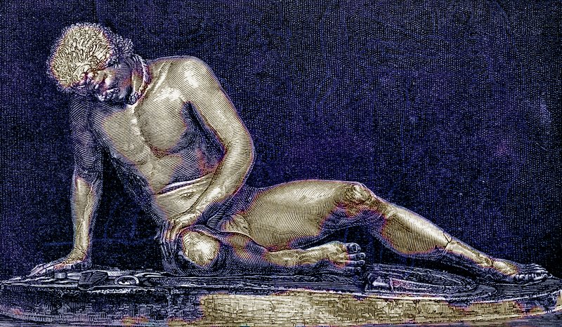 Verwundeter Gallier, Illustration aus Geschichte Roms von Victor Duruy, veröffentlicht 1884 von English School