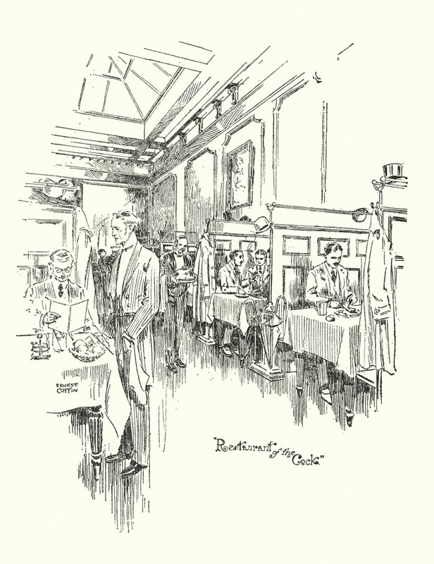 Altes London: Restaurant der Cock Tavern von Ernest (after) Coffin