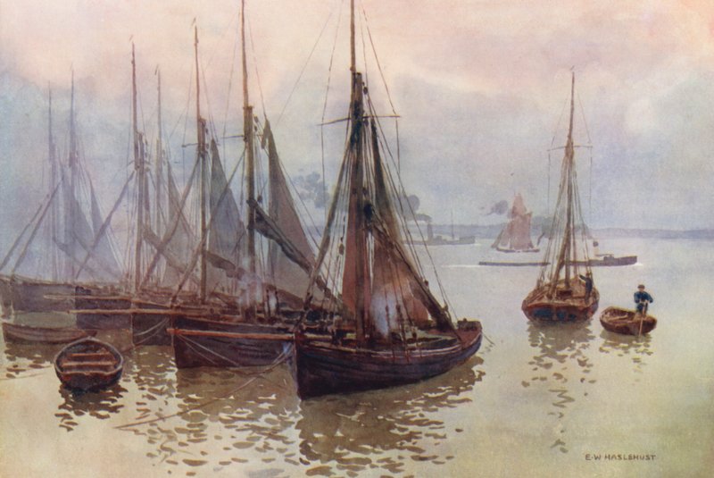 Fluss Themse: Die Garnelenflotte, Gravesend von Ernest William Haslehust