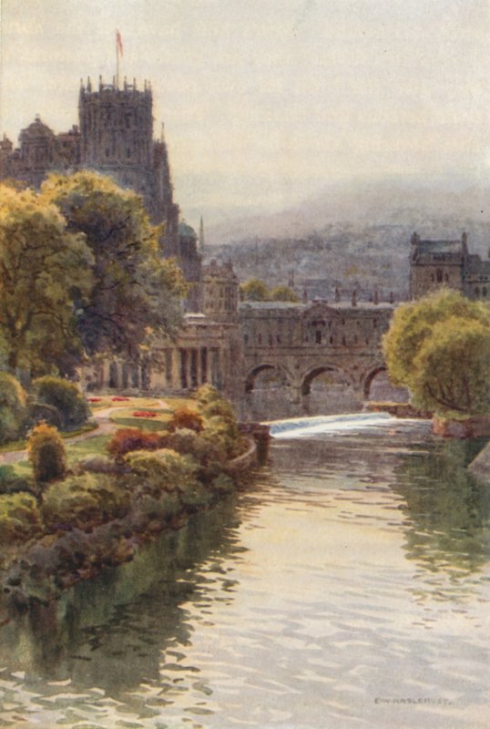 Blick von der North Parade Bridge, Bath von Ernest William Haslehust
