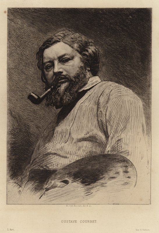 Gustave Courbet, französischer Maler der Realismusbewegung. Radierung von Etienne Gabriel Bocourt von Etienne Gabriel Bocourt