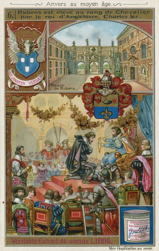 Peter Paul Rubens erhält einen Ritterschlag von König Karl I. von England, 1630 von European School
