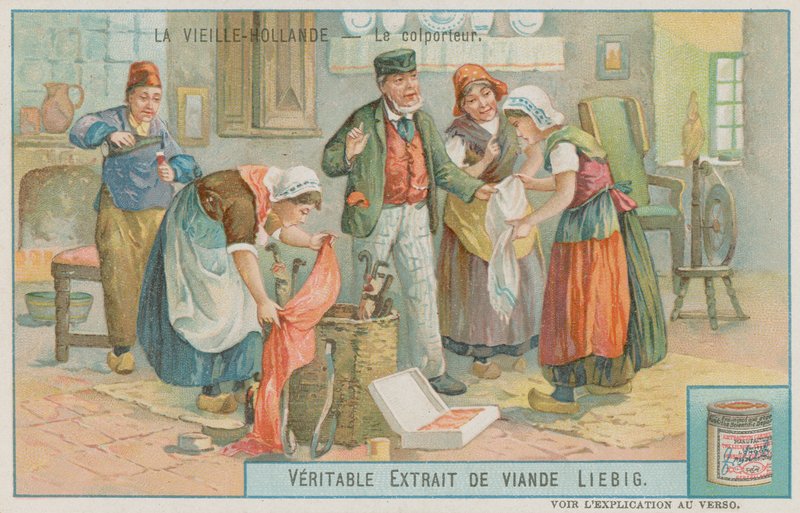 Ein Hausierer verkauft seine Waren im alten Holland von European School