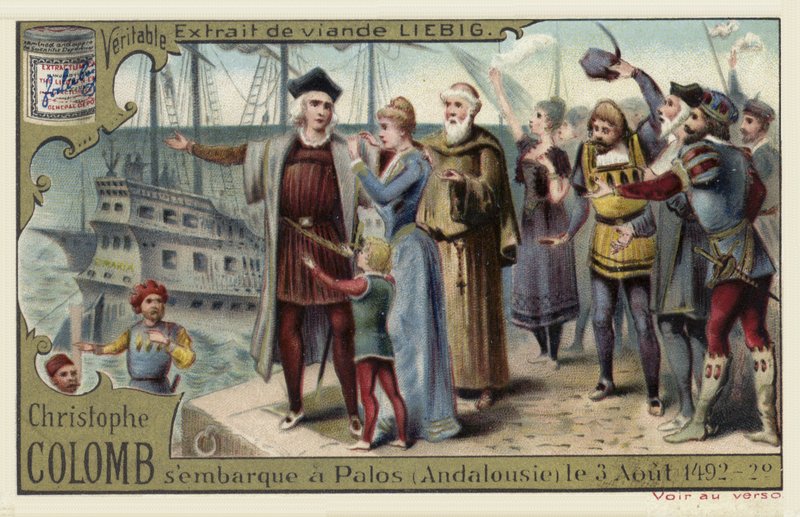 Christoph Kolumbus bricht zu seiner Reise in die Neue Welt auf, Palos, Spanien, 3. August 1492 von European School