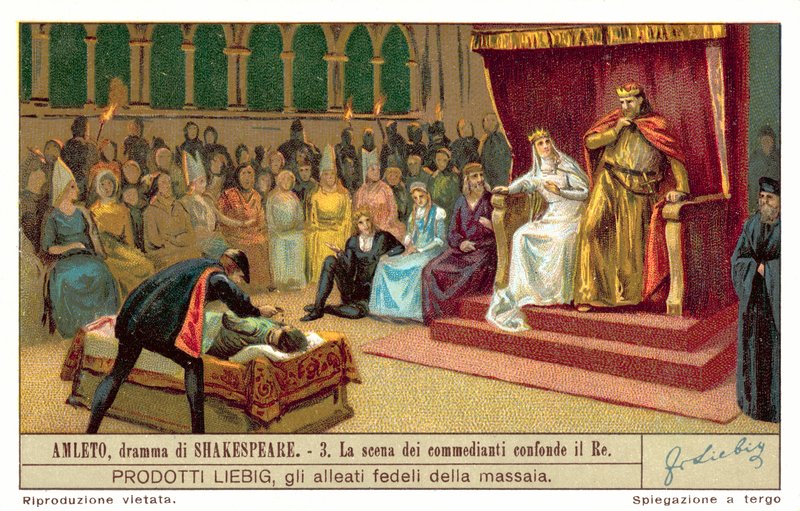 Claudius reagiert auf die Szene, die den Mord am Spielkönig darstellt von European School