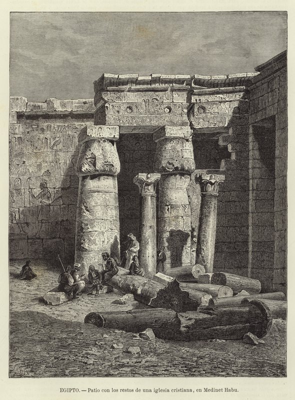 Ägypten - Hof mit den Überresten einer christlichen Kirche in Medinet Habu von European School