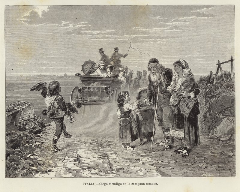 Italien - Blinder Bettler in der römischen Landschaft von European School