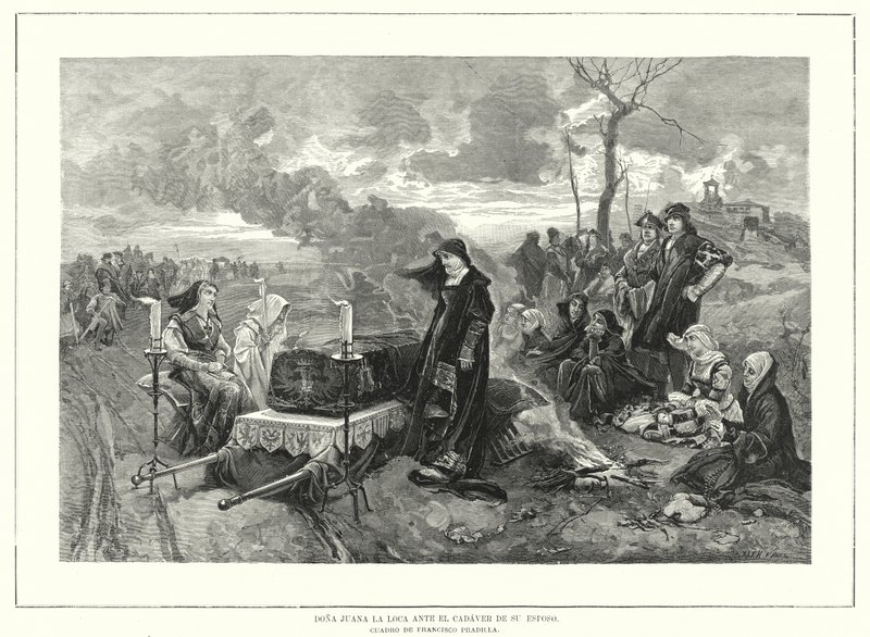 Johanna von Kastilien vor dem Sarg ihres Mannes, Philipp der Schöne, Herzog von Burgund von European School