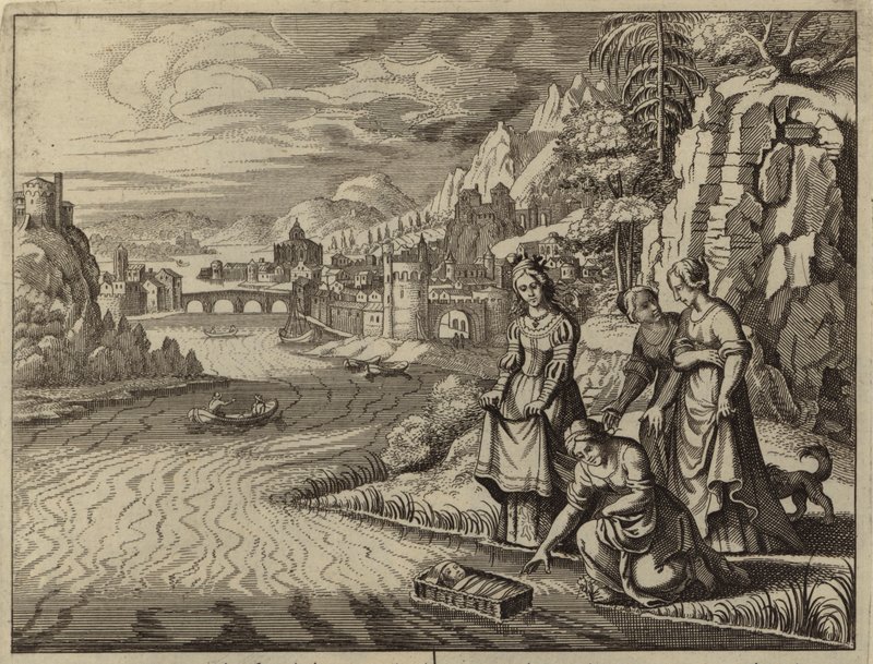Pharaos Tochter entdeckt den Säugling Moses, der auf dem Nil treibt von European School
