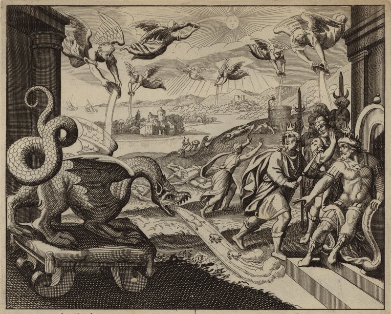 Sieben Engel leeren sieben Schalen mit Gottes Zorn (Gravur) von European School