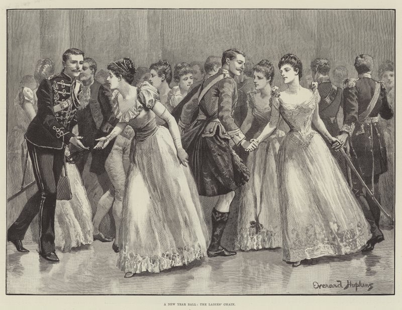 Ein Neujahrsball, die Damenkette von Everard Hopkins