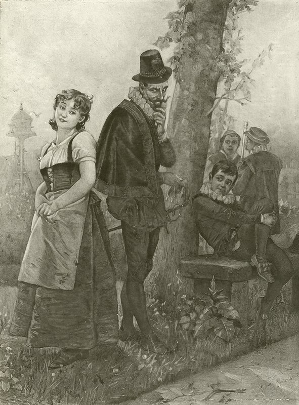Verlorene Liebesmüh. Akt I, Szene II (Gravur) von Felix Octavius Carr Darley