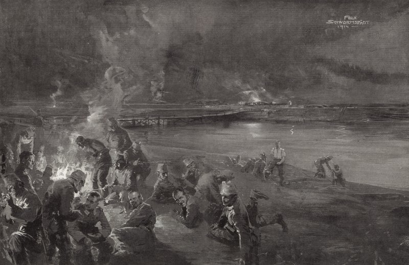 Deutsche Wache am Fluss Maas von Felix Schwormstadt