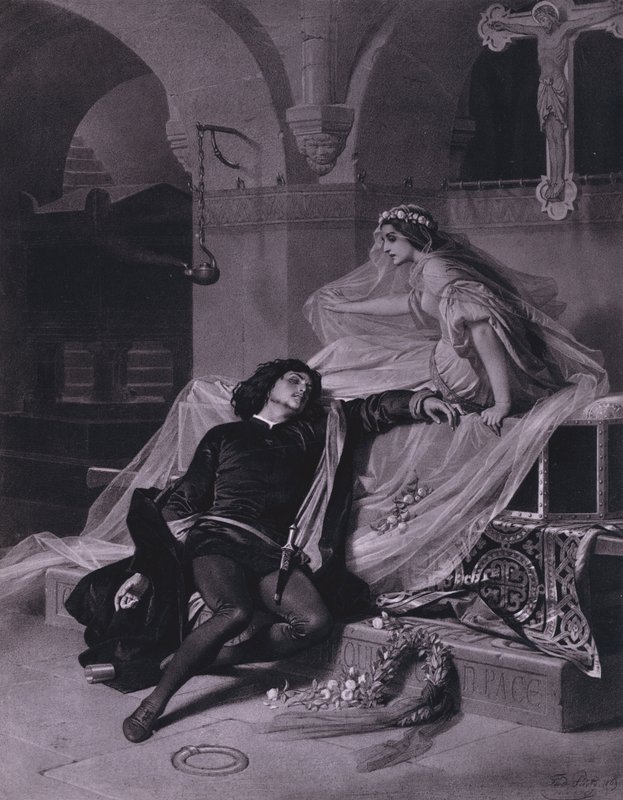Szene aus Shakespeares Romeo und Julia (Akt V, Szene 3) von Ferdinand the Elder Piloty