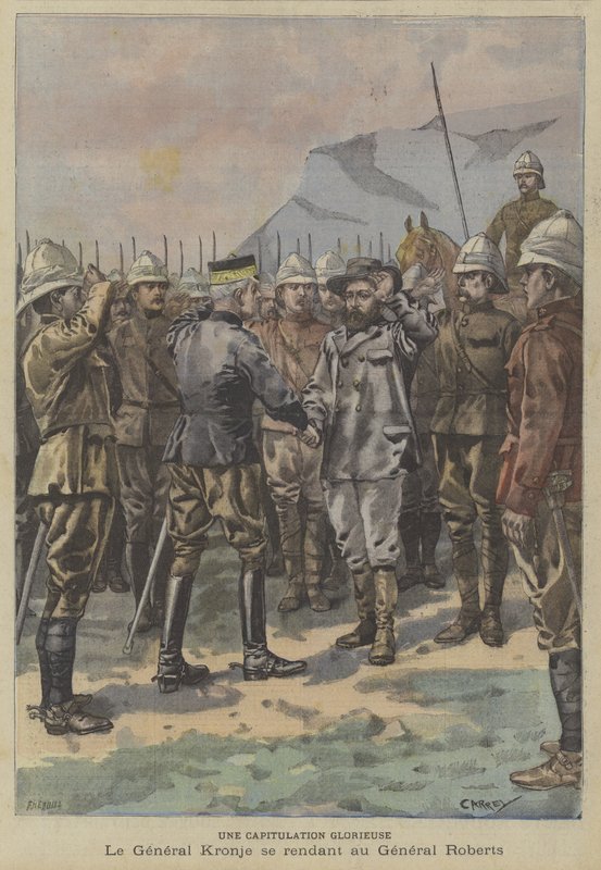 Eine glorreiche Kapitulation: Buren-General Piet Cronje ergibt sich General Roberts nach der Schlacht von Paarderberg von Fortune Louis Meaulle